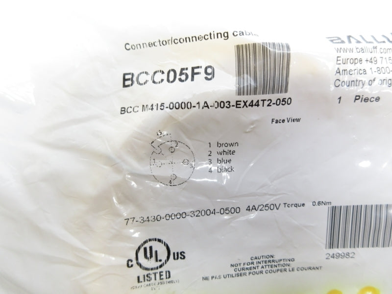 BALLUFF BCCM415-0000-1A-003-EX44T2-050 BCC05F9 250V 4A NSMP