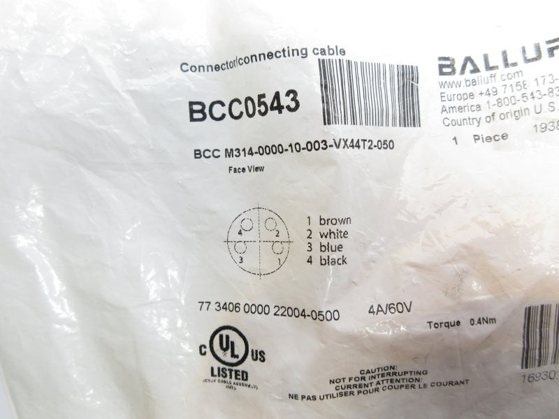 BALLUFF BCCM314-0000-10-003-VX44T2-050 BCC0543 60V 4A NSMP
