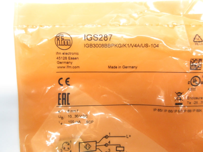 IFM EFECTOR IGB3008BBPKG/K1/V4A/US-104 IGS287 10-30VDC NSMP