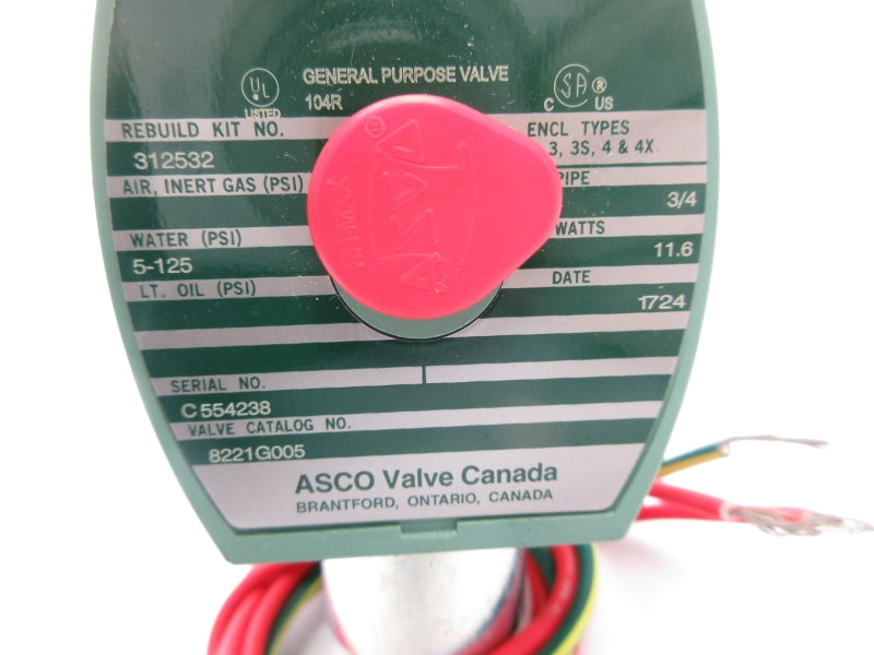 ASCO 8221G005 24VDC 5-125PSI 3/4" NSNP