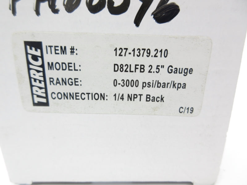 TRERICE D82LFB 127.1379.210 0-3000PSI 2.5" NSMP