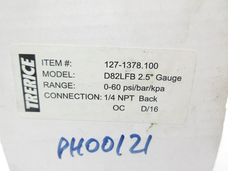 TRERICE D82LFB 127.1378.100 0-60PSI 2.5" NSMP