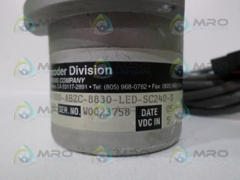 BEI INDUSTRIES E25BB-6R-SB-1000-ABZC-8830-LED-SC240-S ENCODER  UNMP