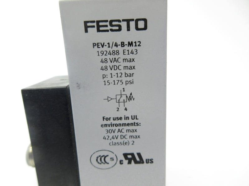 FESTO PEV-1/4-B-M12 192488 48VAC/DC 15-175PSI NSNP
