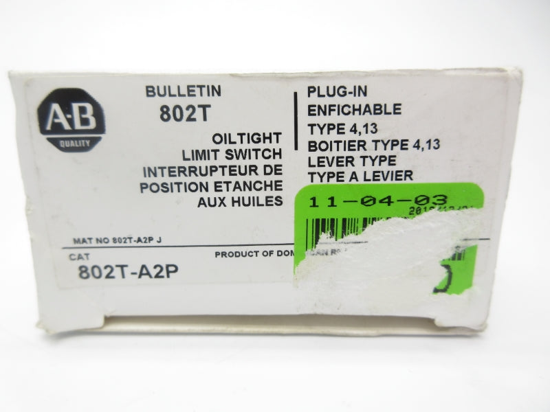 ALLEN BRADLEY 802T-A2P SER. J 120-600VAC 60A (WH) NSMP