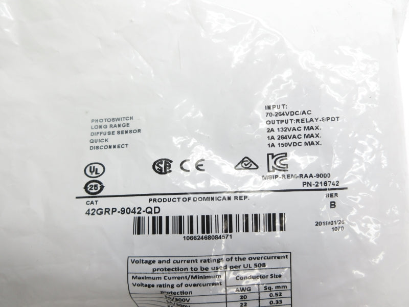 ALLEN BRADLEY 42GRP-9042-QD SER. B 70-264VDC/AC NSMP