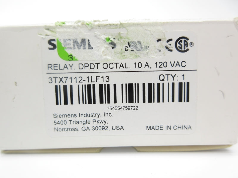 SIEMENS 3TX7112-1LF13 120VAC 10A NSMP