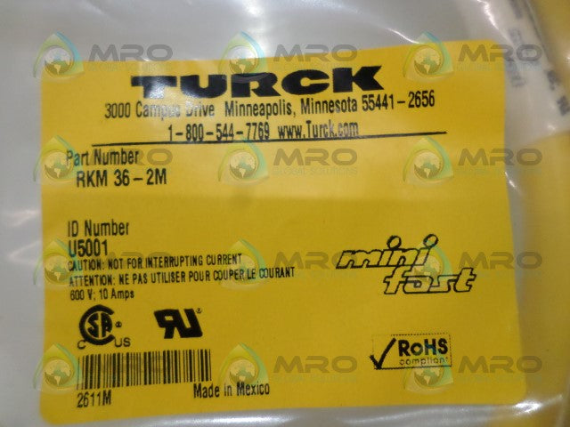 TURCK RKM 36-2M QUICK CONNECT CABLE * NEW IN FACTORY BAG *