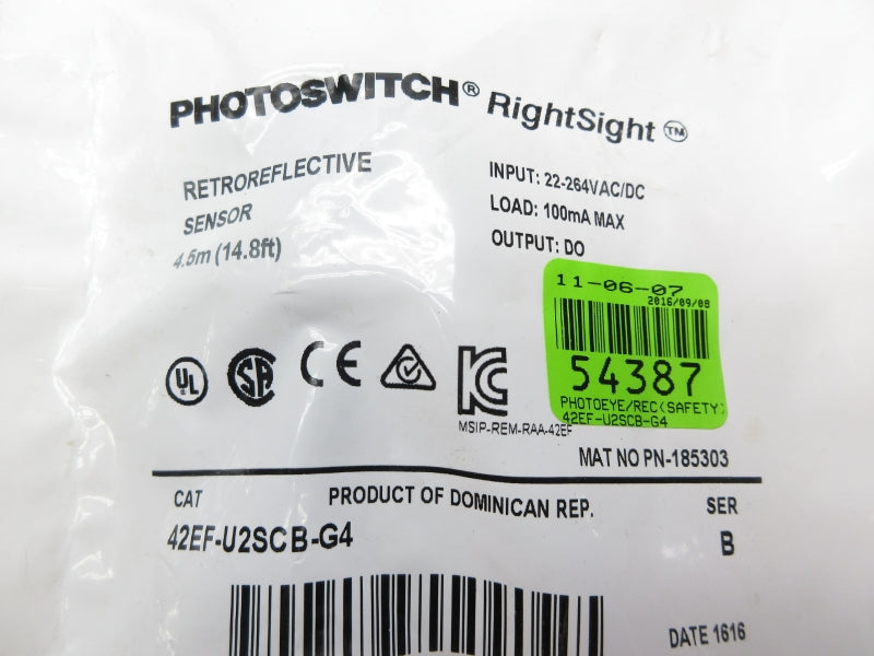 ALLEN BRADLEY 42EF-U2SCB-G4 SER. B 22-264VAC/DC NSMP