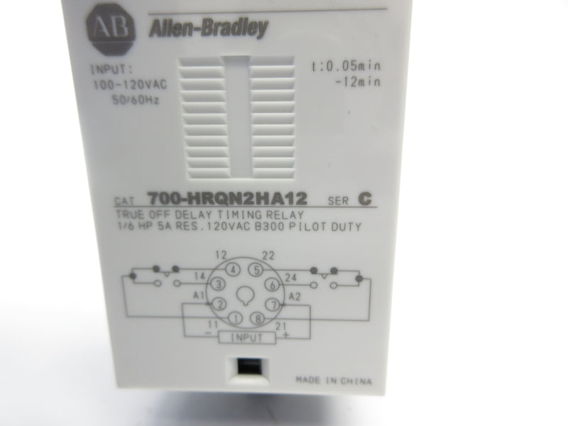 ALLEN BRADLEY 700-HRQN2HA12 SER. C 100-120VAC 0.05M-12MIN NSNP