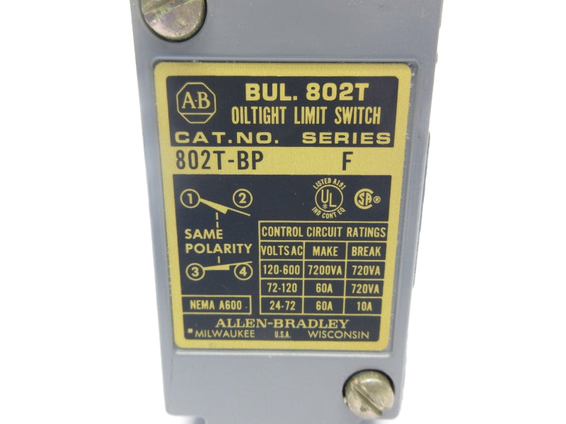 ALLEN BRADLEY 802T-BP SER. F 120-600VAC 60A NSNP