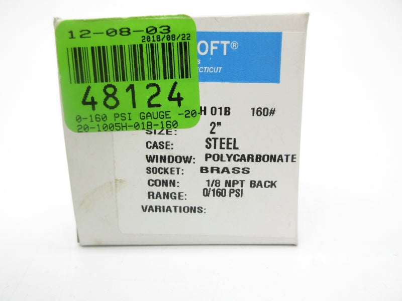 ASHCROFT 20-1005H-01B-160# 0-160PSI 1/8" NSMP