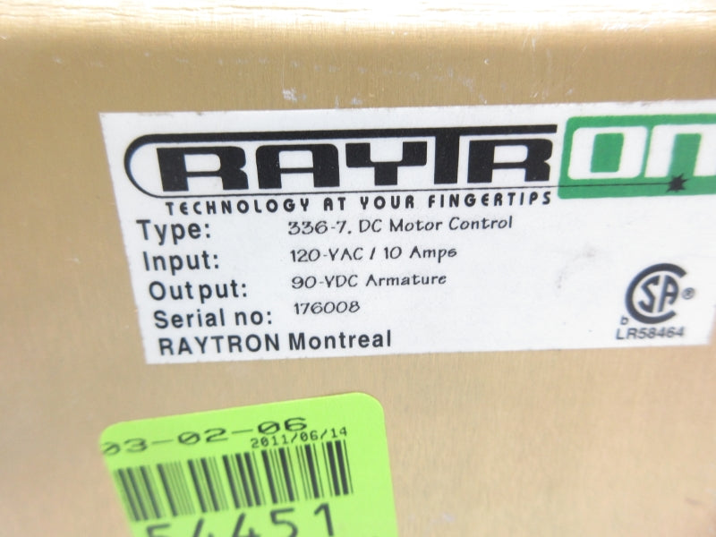 RAYTRON 336.7 120VAC 10A UNMP