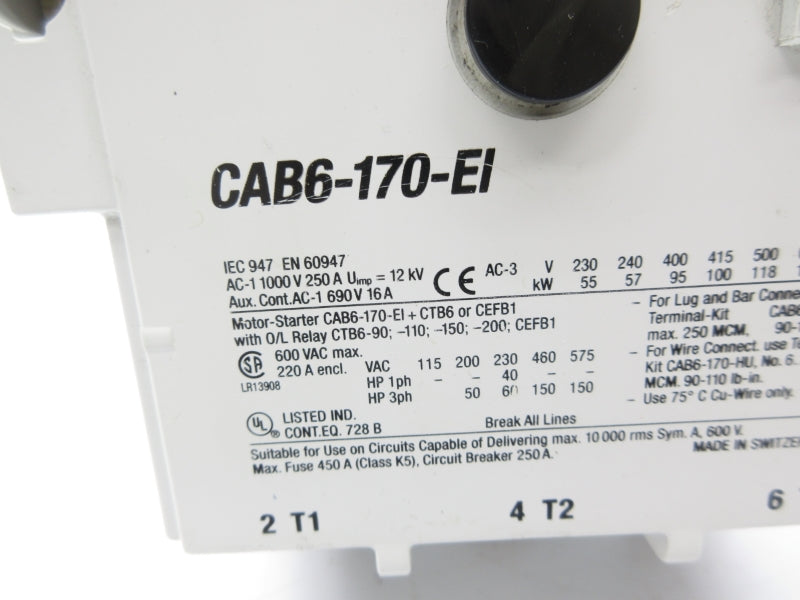 ALLEN BRADLEY CAB6-170-EI 110/130V UNMP