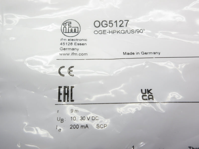 IFM EFECTOR OGE-HPKG/US/90 OG5127 10-30VDC NSMP