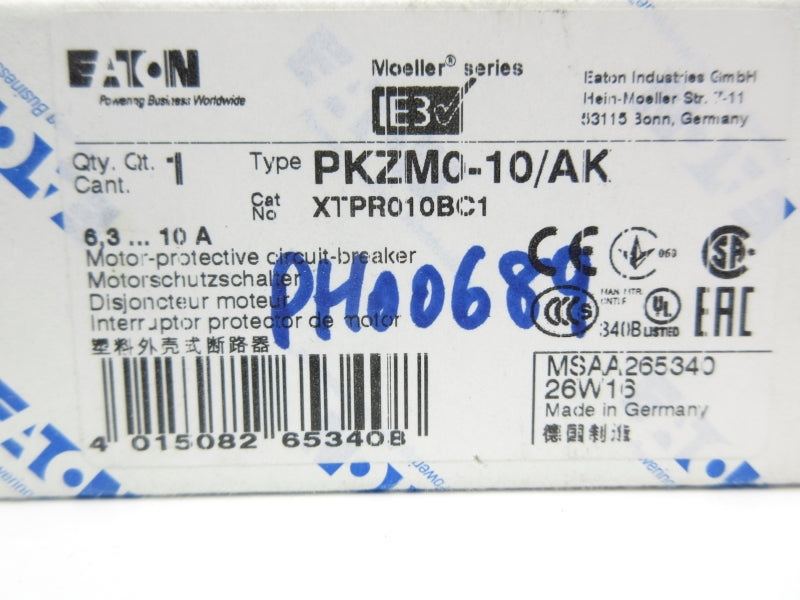 EATON PKZM0-10/AK XTPR010BC1 6.3-10A NSMP