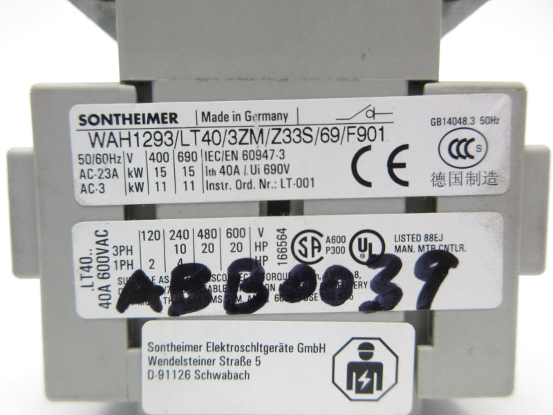 SONTHEIMER WAH1293/LT40/3ZM/Z33S/69/F901 690V 40A NSNP