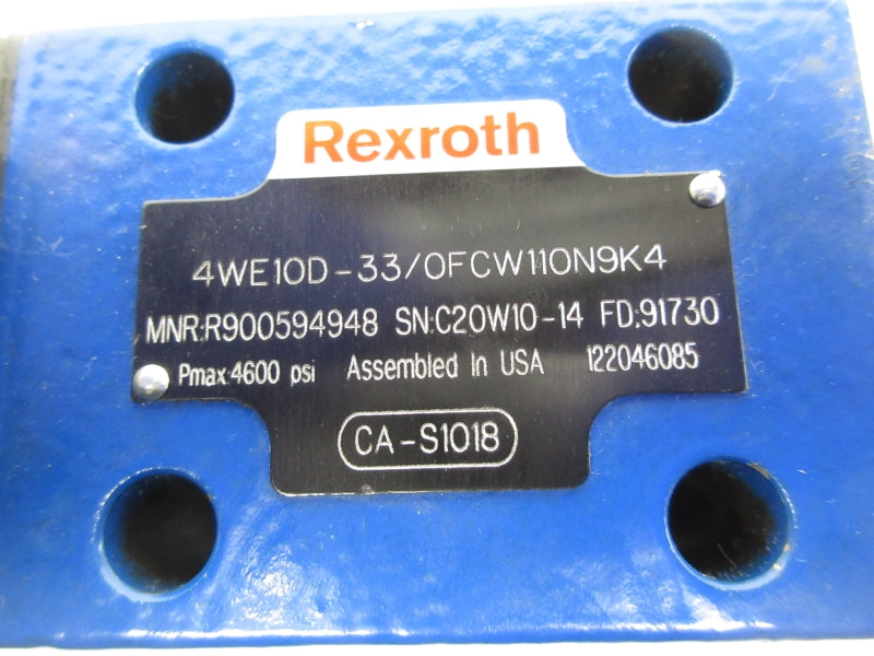 REXROTH 4WE10D-33/OFCW110N9K4 R900594948 4600PSI (AS PICTURED) NSNP