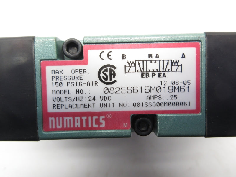 NUMATICS 082SS615M019M61 24VDC .25A 150PSI NSNP