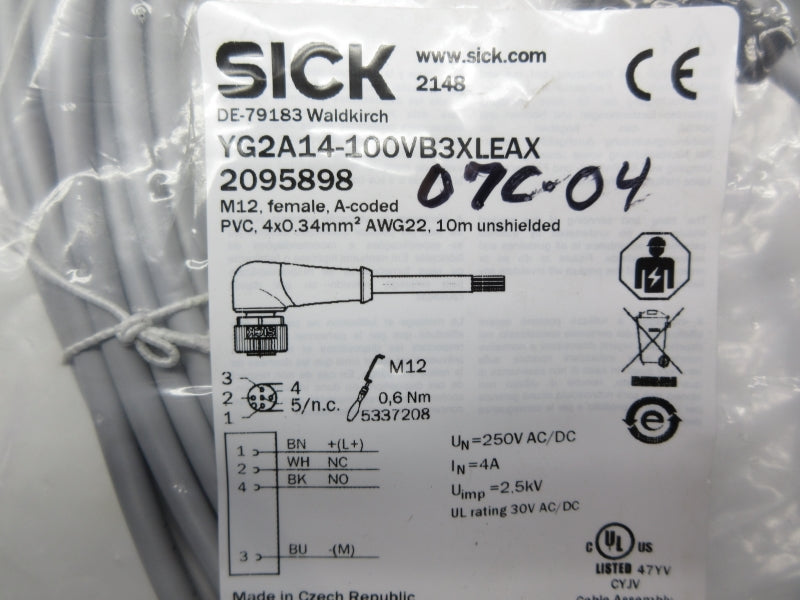 SICK YG2A14-100VB3XLEAX 2095898 250VAC/DC 4A NSMP