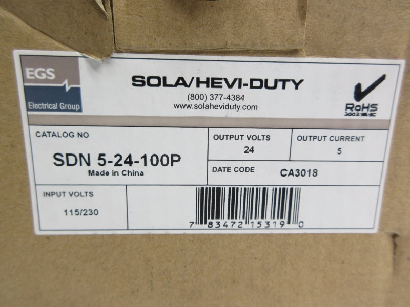 SOLA SDN5-24-100P 24VDC 5A NSMP