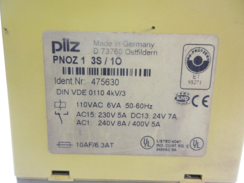 PILZ PNOZ13S/1O 475630 110VAC NSNP