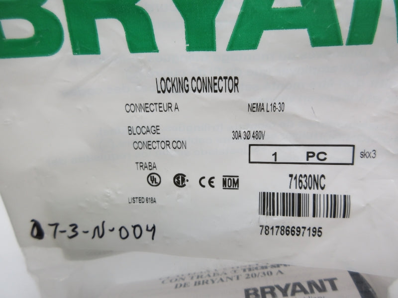 BRYANT 71630NC 480V 30A NSMP