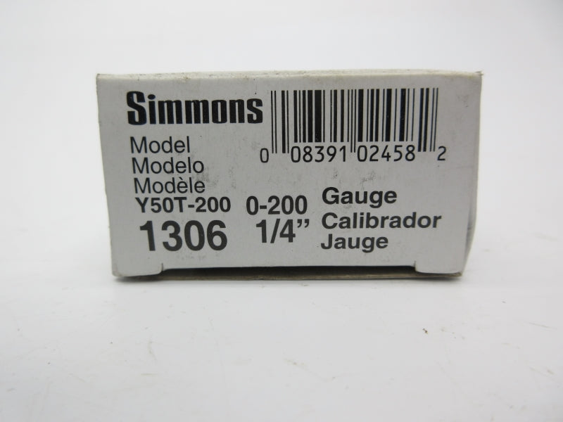 SIMMONS Y50T-200 1306 0-200PSI 1/4" NSMP