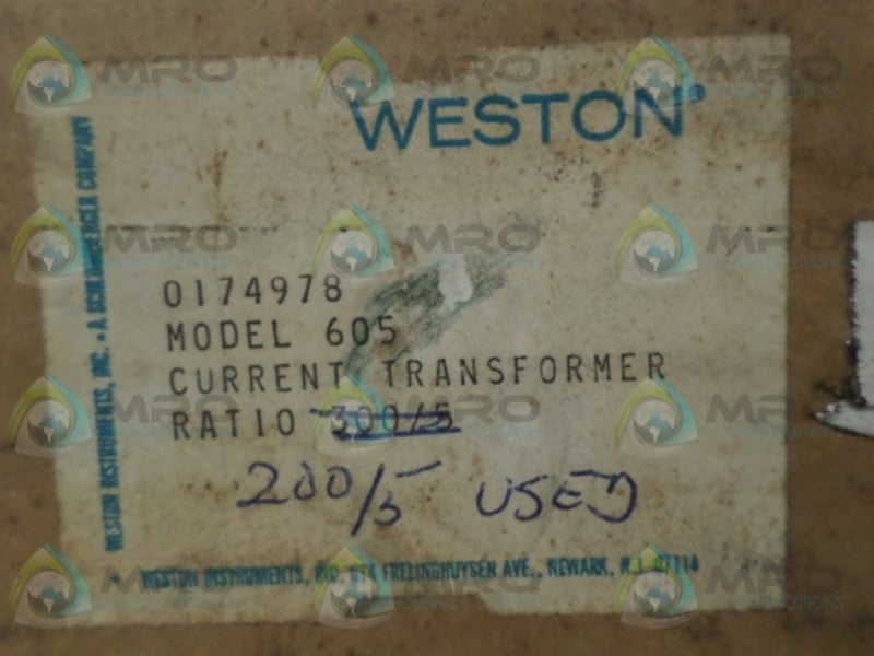 WESTON 605 CURRENT TRANSFORMER RATIO 200/5  NSMP