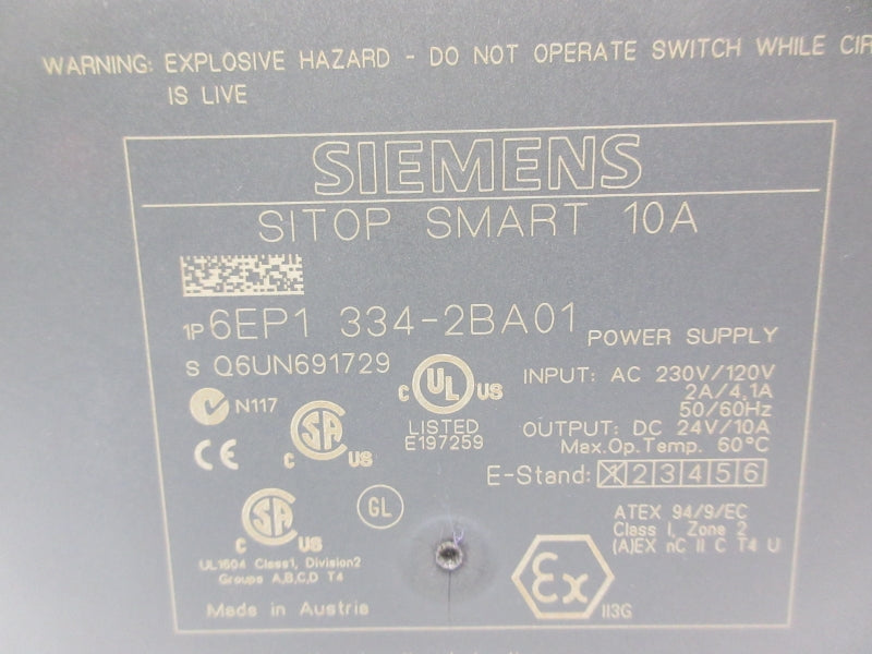 SIEMENS 6EP1334-2BA01 230V/120V 2A/4.1A NSNP