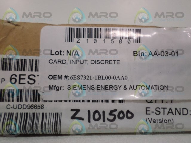 SIEMENS SIMATIC S7 6ES7321-1BL00-0AA0 DIGITAL INPUT MODULE * FACTORY SEALED *