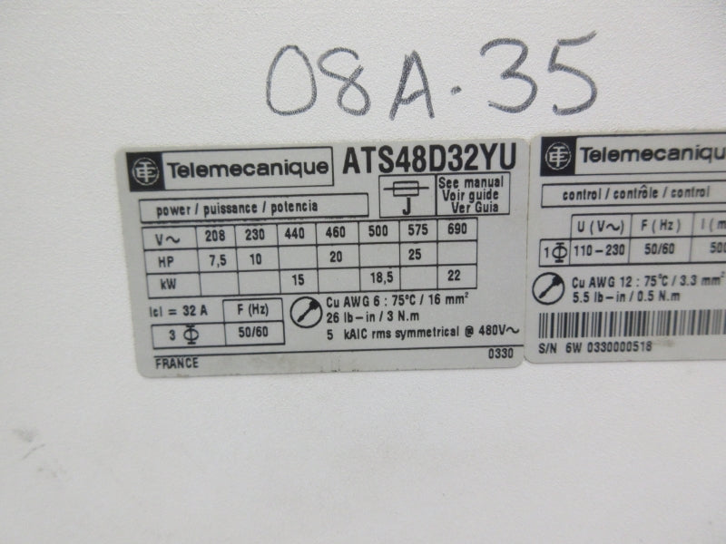 TELEMECANIQUE ATS48D32YU 690V UNMP