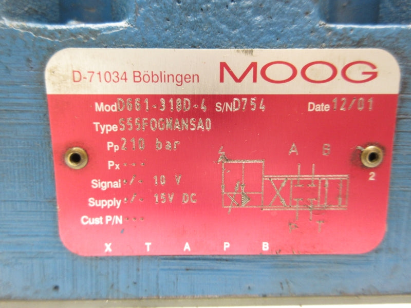MOOG D661-318D-4 S55FOGMANSA0 15VDC UNMP