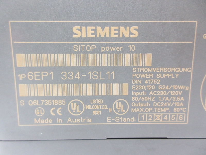 SIEMENS 6EP1334-1SL11 230/120VAC 1.7/3.5A NSNP