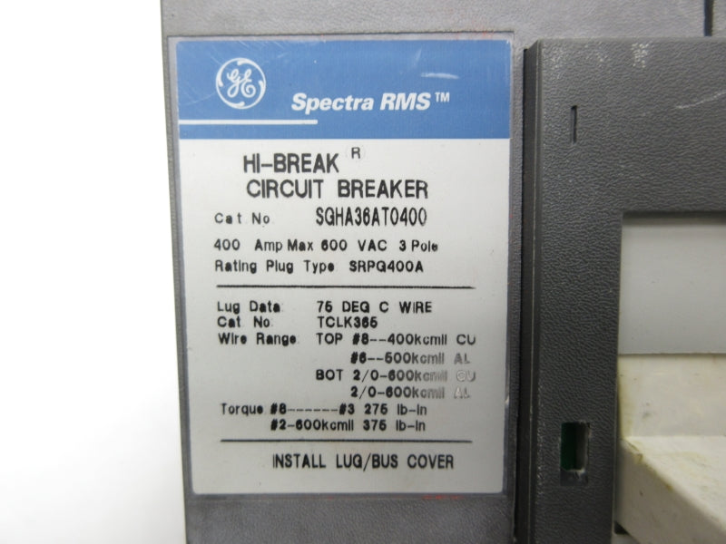 GENERAL ELECTRIC SGHA36AT0400 600VAC 400A UNMP