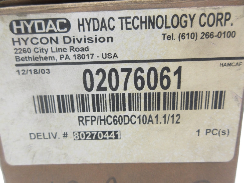 HYDAC 02076061 RFP/HC60DC10A1.1/12 360PSI NSMP