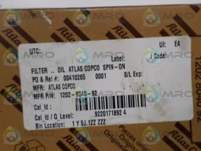 ATLAS COPCO 1202-8040-92 OIL FILTER  NSMP