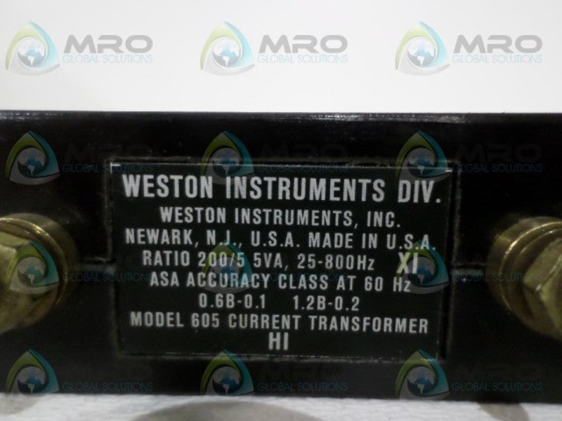 WESTON 605 CURRENT TRANSFORMER RATIO 200/5  NSNP