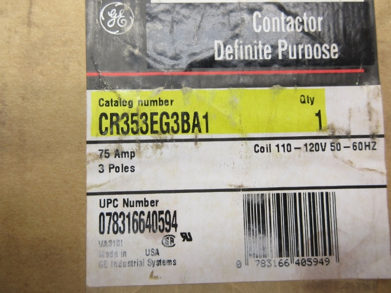 GENERAL ELECTRIC CR353EG3BA1 110-120V 75A NSFS