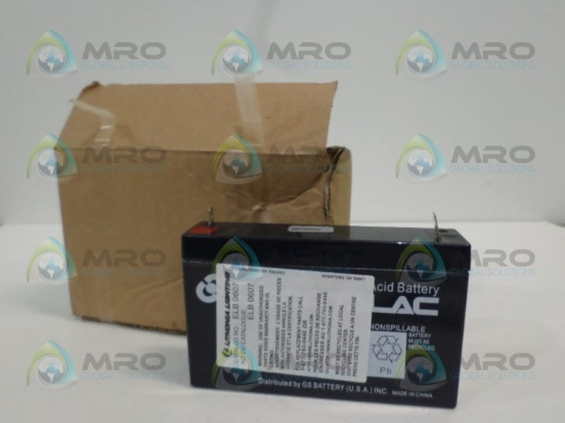 LITHONIA LIGHTING ELB0607 6V 7AH LEAD CALCIUM BATTERY  NSMP
