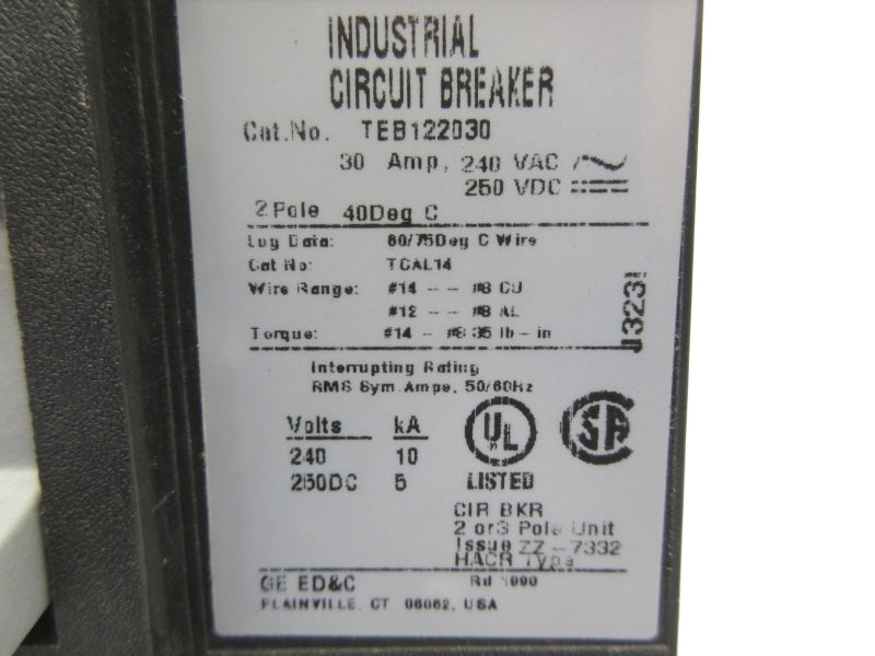 GENERAL ELECTRIC TEB122030 240VAC 30A (GREEN) NSNP