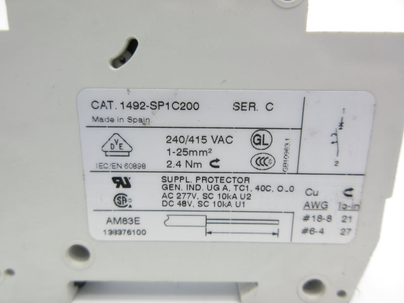 ALLEN BRADLEY 1492-SP1C200 SER. C 240/415VAC 20A NSNP