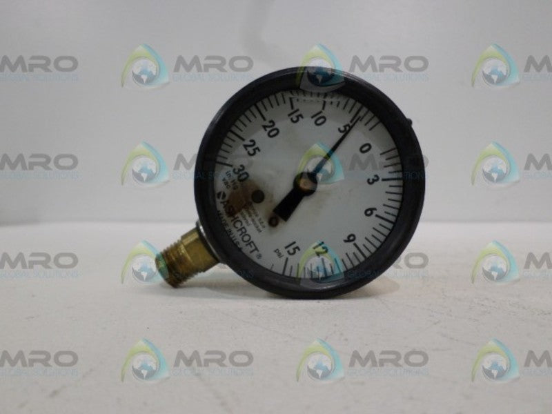 ASHCROFT 327-17 PRESSURE GAUGE 30-15PSI  UNMP