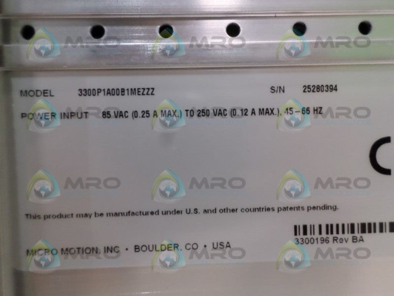 MICRO MOTION 3300P1A00B1MEZZZ INTEGRATED TRANSMITTER CONTROLLER  NSNP