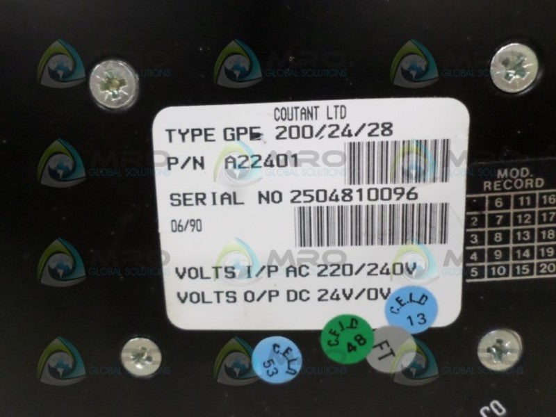 COUTANT GPE200/24/28 A22401 POWER SUPPLY *NEW NO BOX*