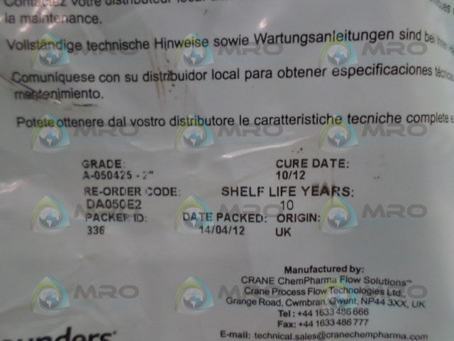 SAUNDERS DA050E2 REPLACEMENT DIAPHRAGM * NEW IN FACTORY BAG *