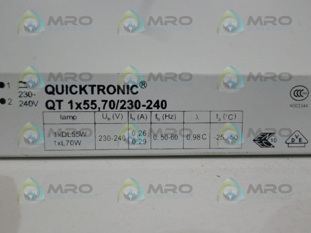 OSRAM QUICKTRONIC QT1X55,70/230-240 BALLAST *NEW NO BOX*