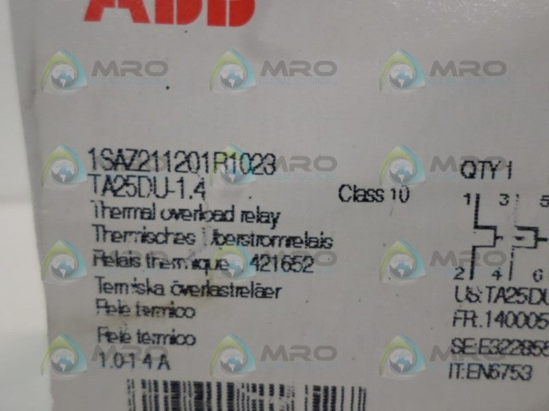 ABB TA25DU-1.4 1SAZ211201R1023 1-1.4A *NEW IN BOX*