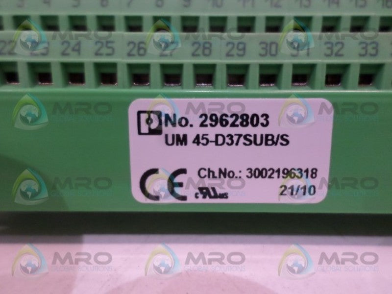 PHOENIX CONTACT UM45-D37SUB/S 2962803 TERMINAL BLOCK MODULE *NEW NO BOX*