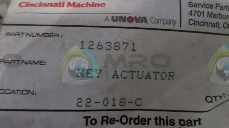 UNOVA 1263871 KEY ACTUATOR  NSNP IN BAG